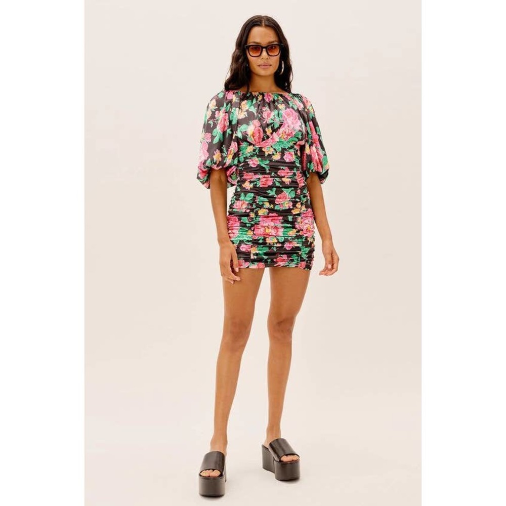 FOR LOVE & LEMONS jolie mini dress black floral S